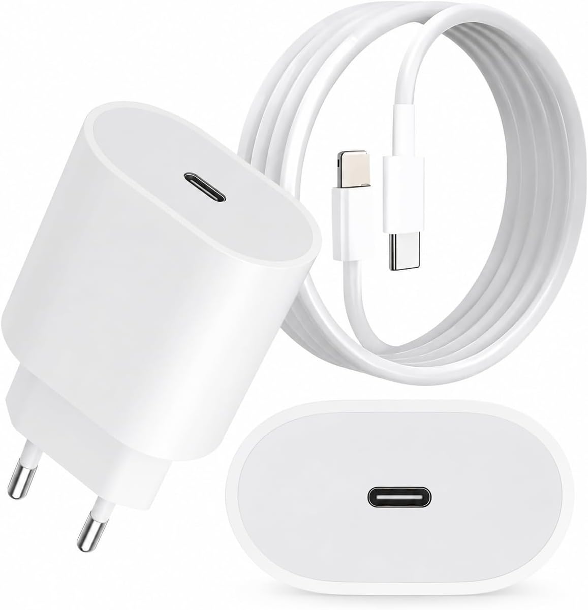Carregador Turbo 25W USB-C com Cabo Lightning Compatível com iPhone 11, 12, 13, 14 Plus, Pro e Pro Max – Carregamento Rápido, Porta USB-C, Bivolt