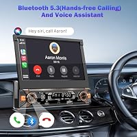 Alondy Autoradio 1DIN mit Ausklappbarer Bildschirm(7 Zoll automatisch), Kompatibel mit [Wireless] Apple CarPlay/Android Auto Bluetooth Typ-C USB(3A Schnellladung) AM/FM/RDS Radio Rückfahrkamera AUX – Ansicht 5