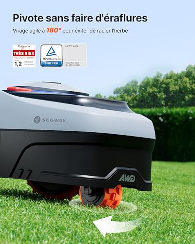 Segway Navimow i205 AWD Robot Tondeuse sans Fil périphérique, Trois Roues motrices, Monte Les pentes jusqu'à 45%, EFLS NRTK + Vision, Cartographie Automatique, sans antenne, Jardin de 500 m² – vue 3