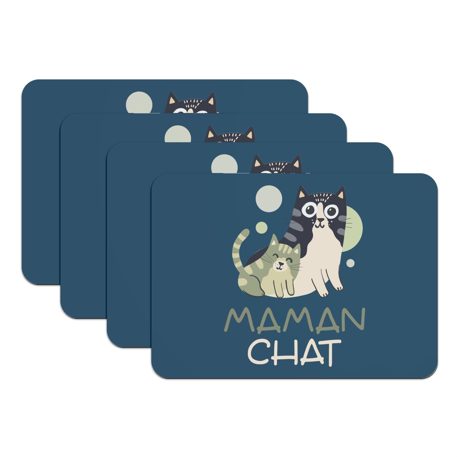 Sets de table chat bleu pour repas de bébé tapis 39,5x28,5 cm en caoutchouc