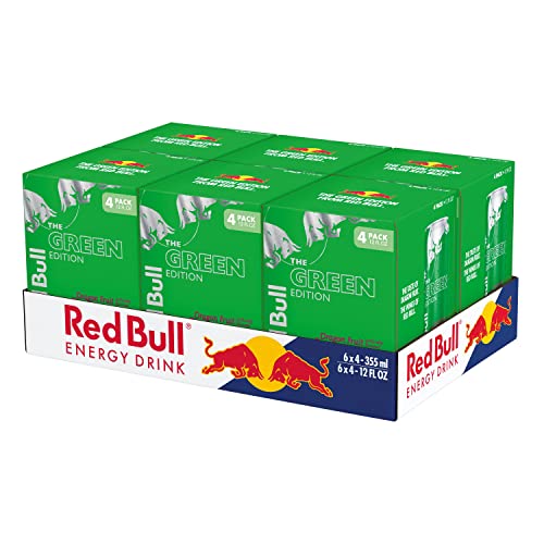 Image of Red Bull Green Edition Energy Drink, Dragon Fruit, with 114mg Caffeine plus Taurine & B Vitamins, 12 Fl Oz, 6 Packs of 4 Cans (Pack of 24)