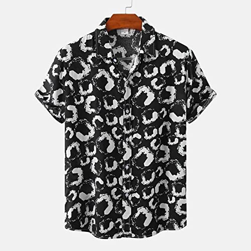 Chemise funky imprimé tropical avec motif peint en noir vêtement de mode vintage masculin