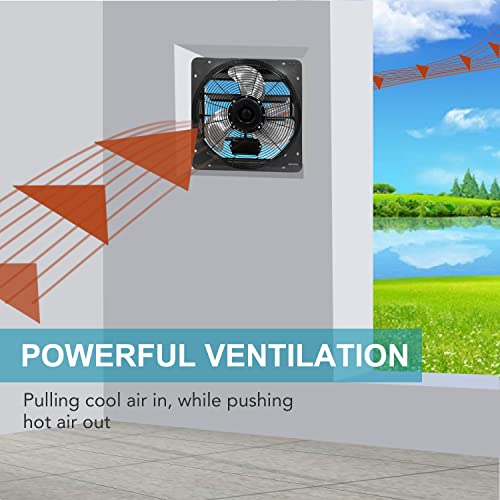 Ventisol 18 Inch Shutter Exhaust Fan Wall Mounted, Aluminum With 1.65 Meters Power Cord Kit,High Speed 2500Cfm, Ventilation Fan For Garage,Greenhouse,Attic,Shed,Shop,Black #TOP2