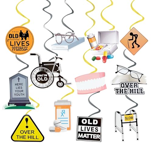 Over The Hill Decorations Foil Old Lives Matter Hanging Swirls Old Age Cake Decorations Funny Over The Hill Birthday Decor Old People