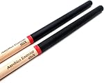 2Pcs Bâtons en bois Cardio Drum avec poignée en caoutchouc antidérapante Idéal pour le tambour, fitness, classe aérobique, exercices (noir)