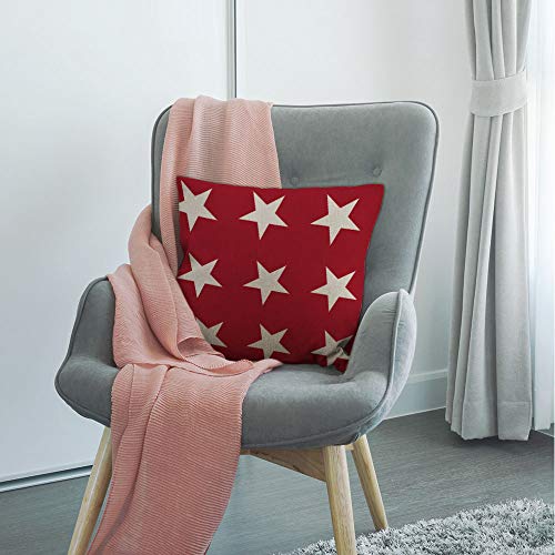 HGOD DESIGNS White Star Throw Pillow Cover,Abstract USA Star Design on The Red Background Burlap Pillow Cases Decorative for Women Couch Sofa Bedroom Living Room 18x18 Inch by HGOD DESIGNS - Used condition - Image 3