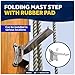 Five Oceans Folding Step, Folding Mast Step - Stainless Steel with Rubber Pad for Secure and Safe Access, 4-1/4 Inch (108mm) Step Length - Ideal for Marine Use - FO4800