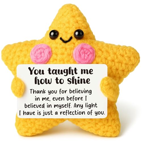 Crochet Star Thank You Gift for Mentor, Teacher, Mom, Dad, Appreciation & Inspirational...