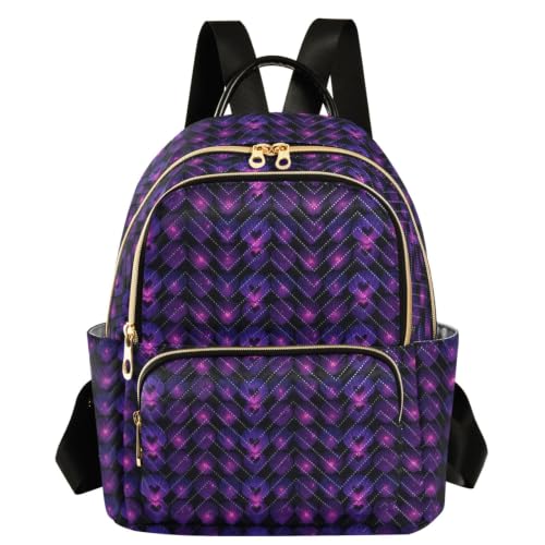 Mochila de dos bolsillos grandes y llamativo estampado animal en color púrpura oscuro