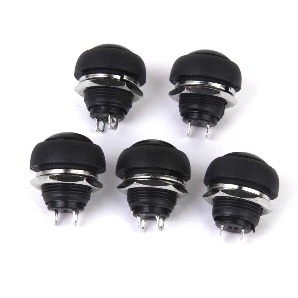THE STYLE SUTRA® 5 x Momentary Push Button Horn Switch for Doorbell/Boat/Car Waterproof Black | 5 X Momentary Push Button