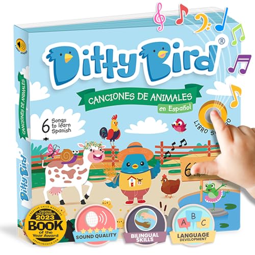 Image of Ditty Bird Spanish Nursery Rhymes Book | Animal and Bedtime | Spanish Bilingual Musical Books for Toddler | Fun, Interactive Sound Books for Babies | Libro En Español para Bebés (Animal Songs)