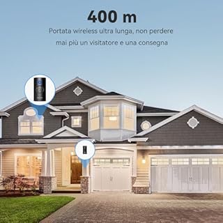 TECKNET Campanello Senza Fili a Batteria, Set di Campanelli Impermeabile IP67 con Portata Wireless di 400 metri, 5 Livelli di Volume e 60 Rintocchi con Durata Della Batteria di 4,5 anni, per Casa