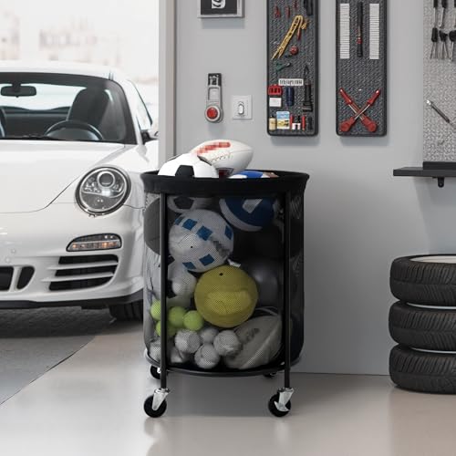 image for StorageWorks Ball Storage Cart, 200L Rolling Sports Storage, Ball Orga