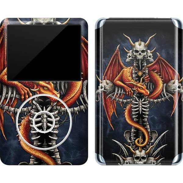 Skinit Decal MP3 Player Skin Compatible with iPod Classic (6th Gen) 80GB - Originally Designed Gothic Dragon & Skull Cross by Sarah Richter Design