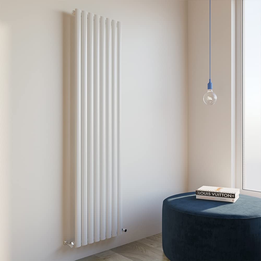 Oval Column Radiator 1800x472mm Vertical Design Single Central Heating White Rad