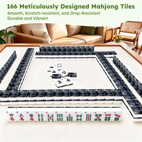 American Mahjong Tile Set Snowy Mountain Pine Forest Lake Reflection under Full Moon Cinematic 166 Acrylic Mahjong Tiles 1.4" Large Mahjong Game Set with Bag and Accessories for Gift Travel Party - Image 7
