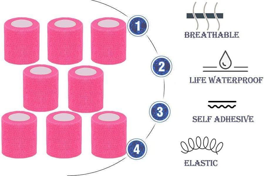 Self Adhesive Bandage Wrap,2 Inch Pink Breathable Elastic Cohesive Bandages, Vet Wrap Sports Tape Bulk for First Aid Supplies, Wrist Sprains Protection - Image 6