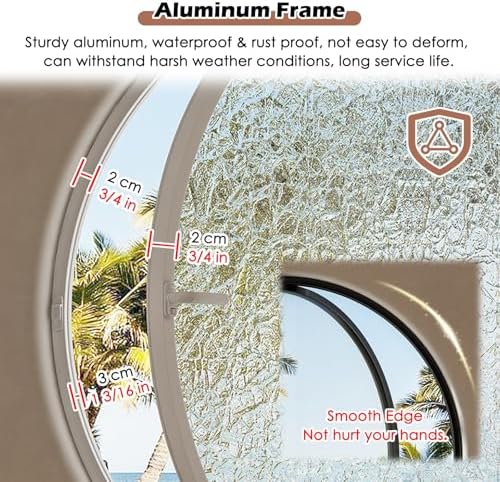 Round Flush Mount Shed Window - Rotatable Ventilated Insulated Tempered Glass with Lockable Handles - Customizable Metal Replacement Window for Home Decor (White-B, Dia 75cm / 29.5in)