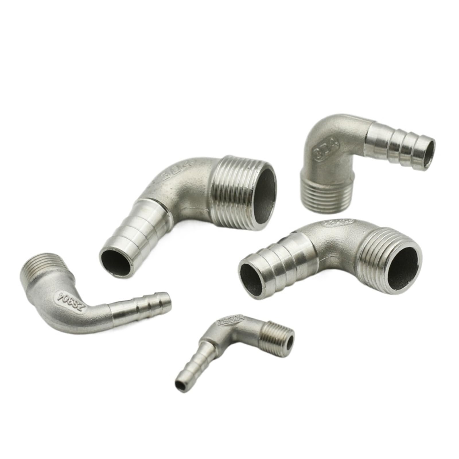 1 raccordo a gomito morbido per tubo flessibile 8 10 12 14 15 16 20 50 mmBSPT filettatura esterna in acciaio inox 304 1/8 "0,25" 3/8 "0,5" 3/4 "1 raccordo (3l8-8 mm)