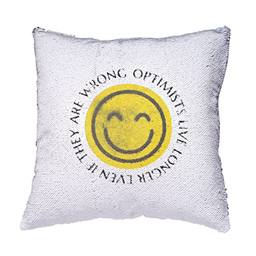 Coussin sequin bleu Wrong Optimism au message blague anglais - 4