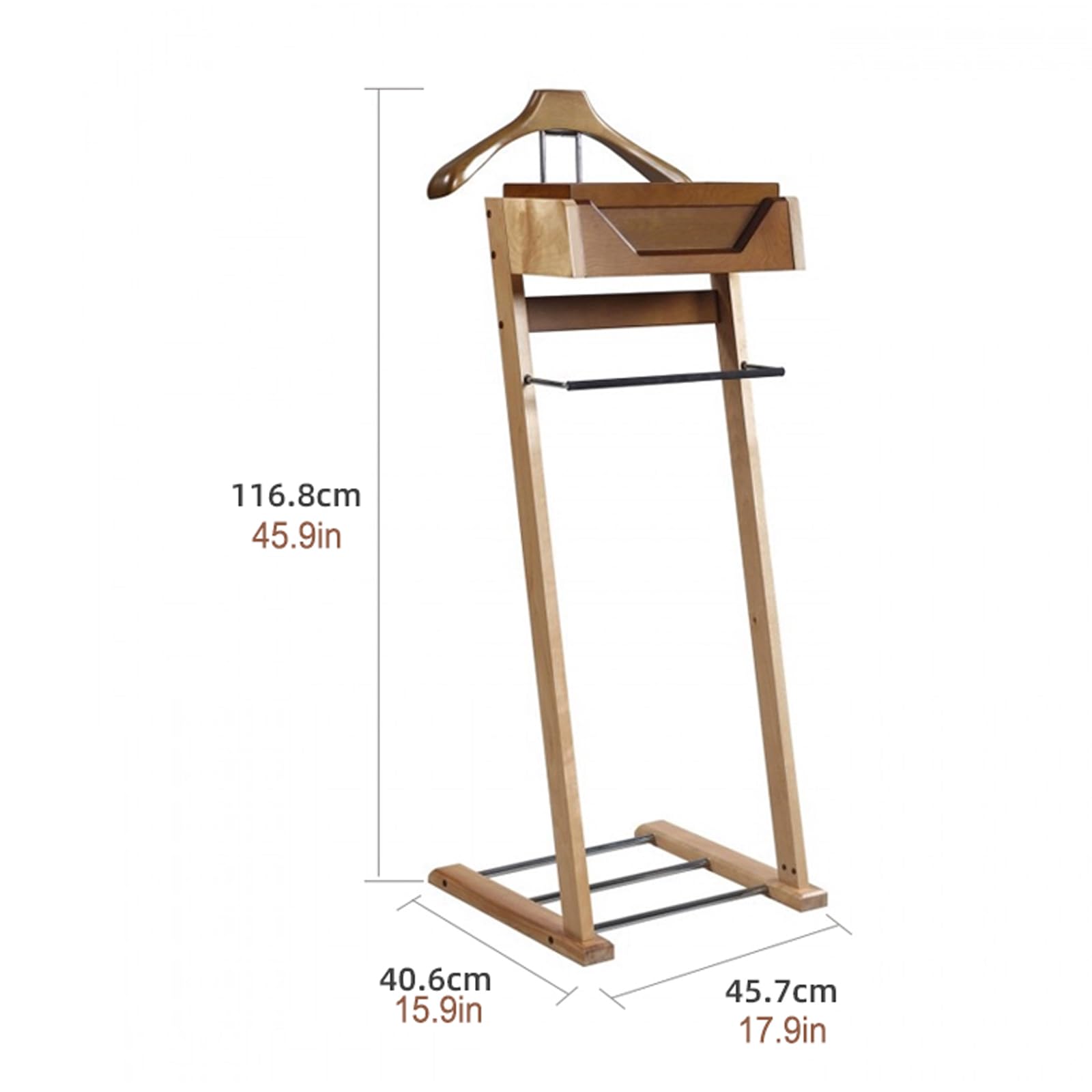 Servomuto in legno con porta pantaloni e vassoio per ufficio, soggiorno e camera da letto