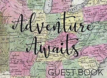 Adventure Awaits Guest Book: Vintage Map Travel Theme for Baby Showers, Weddings, Wedding Showers, and Farewell Parties