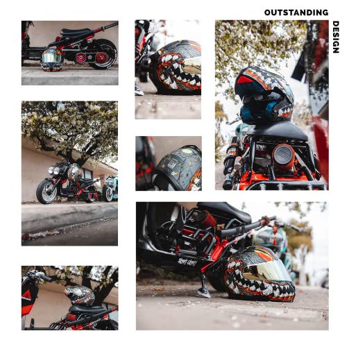 Image of HAX Modular Flip-Up Dual Visor Motorcycle Helmet Adult DOT /ECE Approved | Lightweight, Comfortable, and Stylish Helmet for Men and Women - Amatista Series Mutant Grey M