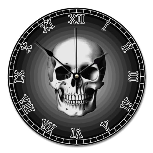 ArogGeld Skull Bones Skeleton Wall Clock 10 Inch Gothic Modern Battery Operated Non-Ticking Vintage Farmhouse Wood Large for Living Room Kitchen Bedroom Decor, Multicolor, (qx554g2fmxfk)