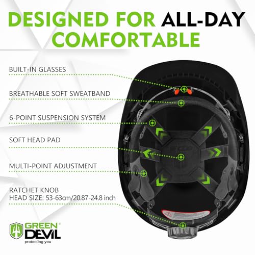 Image of GREEN DEVIL Chainsaw Safety Protective Helmet Forestry Helmet with Build-in Visor Mesh Face Shield Ear Muffs 4 in 1 Ideal for Arborist Tree Work DIY Outdoor Logging Hard hat