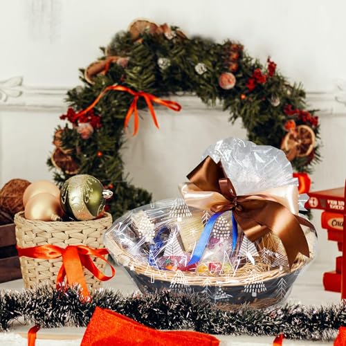 5m*80cm Clear Cellophane Wrap Sheet with Christmas Tree, Xmas Gifts Wrapping Paper for Christmas Party Gifts Hamper Basket Flower Craft-tree - Image 7