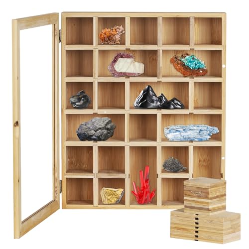AUTOARK Adjustable Rock Display Case Bamboo AHK-054