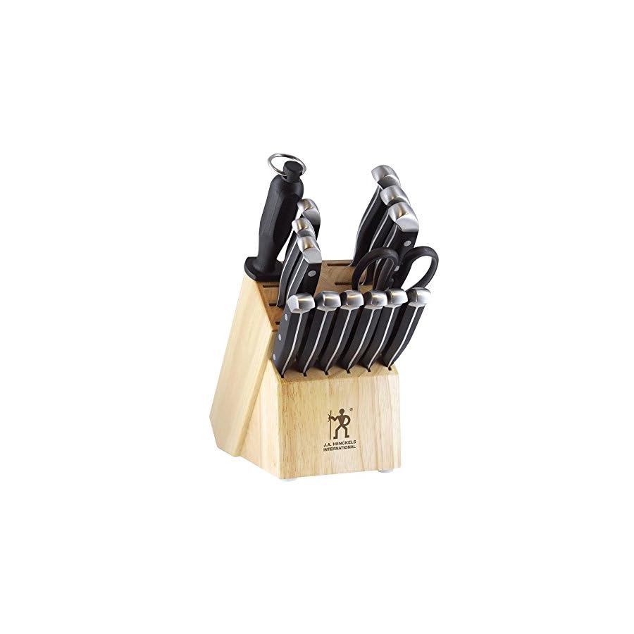 HENCKELS-Premium-Quality-15-Piece-Knife-Set-with-Block-Razor-Sharp-German-Engineered-Knife-Silvano-45-pc-1810-Stainless-Steel-Flatware-Set-Silver HENCKELS Premium Quality 15-Piece Knife Set with Block, Razor-Sharp, German Engineered Knife & Silvano 45-pc 18/10 Stainless Steel Flatware Set, Silver