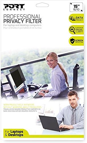 Port Designs 2D 15.4-Inch 16/10 Ratio Professional Privacy Screen Filter & Protector for Windows Laptop/Dell/Lenovo/HP/MacBooks & PC Monitors