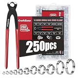 250pcs Single Ear Hose Clamp Kit with Storage Box & Ear Clamp Pliers | Stepless Adjustable Cinch Clamps with...