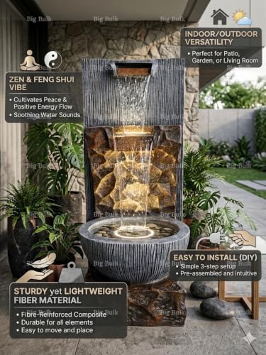 Image of Cascading Big Fountain with for Home Decor Indoor Outdoor Garden Aniiversary Gifting (Size: 81 x 36 x 36 cm)