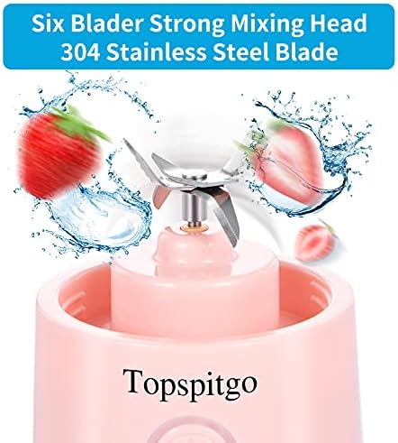 Small Personal Mini Blenders & Smoothie Maker | 400ml Food Processor Mixer Portable Mini USB Blender Fruit Juicer with 6 Blades for Baby Travel Fitness Drink Shakes Mothers Day Gifts (Pink)