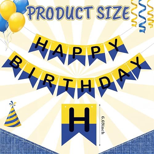 Image of VitalCozy Yellow Cartoon Birthday Banner Cute Anime Theme Birthday Decorations Paper Banner for Party Hanging Bunting Decor