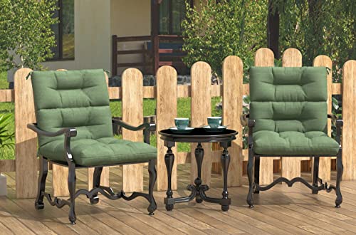 Bossima Outdoor Patio High Back Lawn Chair Cushions Tufted Square Corner, Set Of 2,Green/Blue Paisley #TOP4