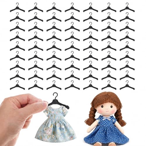 JOJOFUNY 50Pcs Mini Doll Clothes Hangers Plastic Outfit Racks for 12 Inch Dolls Lightweight Holder Organizer