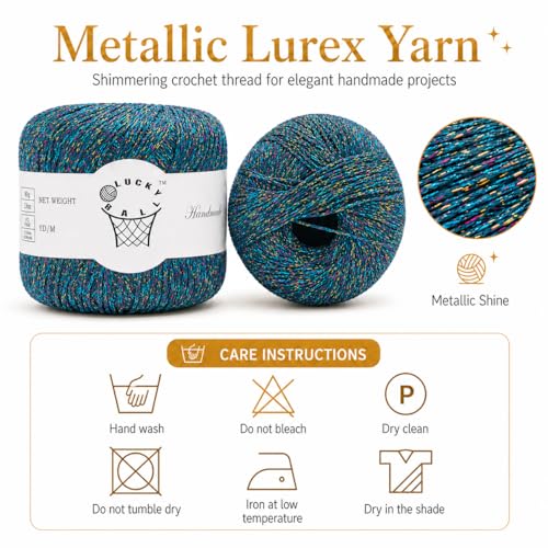Image of 80g Sparkle Silver Lurex Thread Shining Yarn, Metallic Crochet Thread Yarn for Crocheting, Sparkle Metallic for Knitting Clothes, Car Charm, Keychain Charm(Sparkling Ocean)