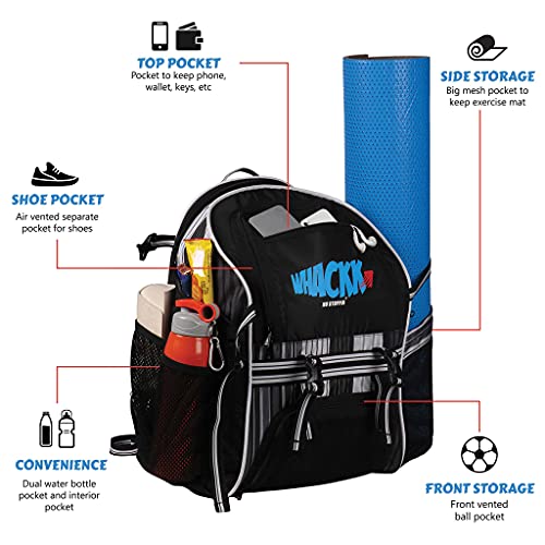 Image of WHACKK Champion Soccer |Football Kitbag Bags|Basketball Volleyball Throwball Equipment Backpack |Football & Helmet Pocket |Exercise Mat Holder|Gym |Access Pockets|Sports Men Boys Bag
