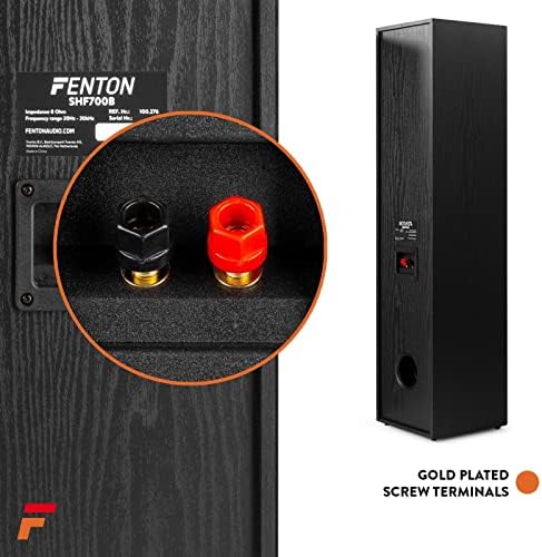 Fenton SHF700B Floor Standing Speakers, Hi-Fi Stereo Tower Loudspeakers, 2x 6.5 Woofers, Black