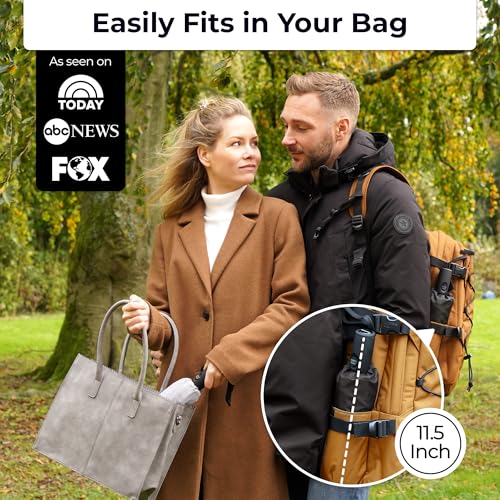 Image of TUMELLA Strongest Windproof Travel Umbrella (Compact, 100MPH Wind-Tested), Light, Portable, One-Handed Use, Automatic Folding Rain Umbrella, Durable, Premium Grip, Fits Car & Backpack