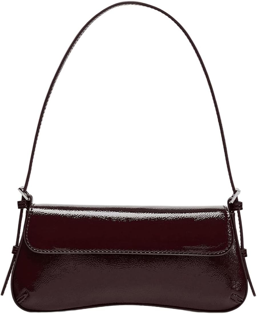 SweatyRocks Women's Leather Shoulder Bag Trendy Top Handle Handbags Y2K Flap Underarm Purse