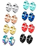 Jstyle 8 Pairs Stainless Steel Small Hoop Earrings for Men Women Huggie Earrings Cool Mens Earrings Set Multicolor Huggie Hoop Earrings Piercing for Men 13MM B