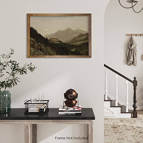 Rustic Farmhouse Wall Art Decor - 24X36 Large Unframed Rolled Canvas - Boho Landscape Picture - French Country Kitchen Print Posters - Neutral Aesthetic Vintage - Spring Summer Mountain Oil Painting #TOP2