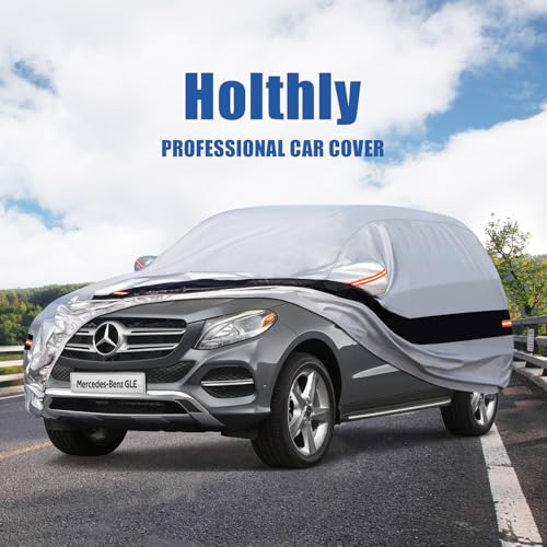 Image of Holhtly Car Cover Custom Fit for Mercedes-Benz GLE, Car Covers for Automobiles All Weather Waterproof Sun Snow Rain Wind Dust Protection, Outdoor Car Cover Gray & Black