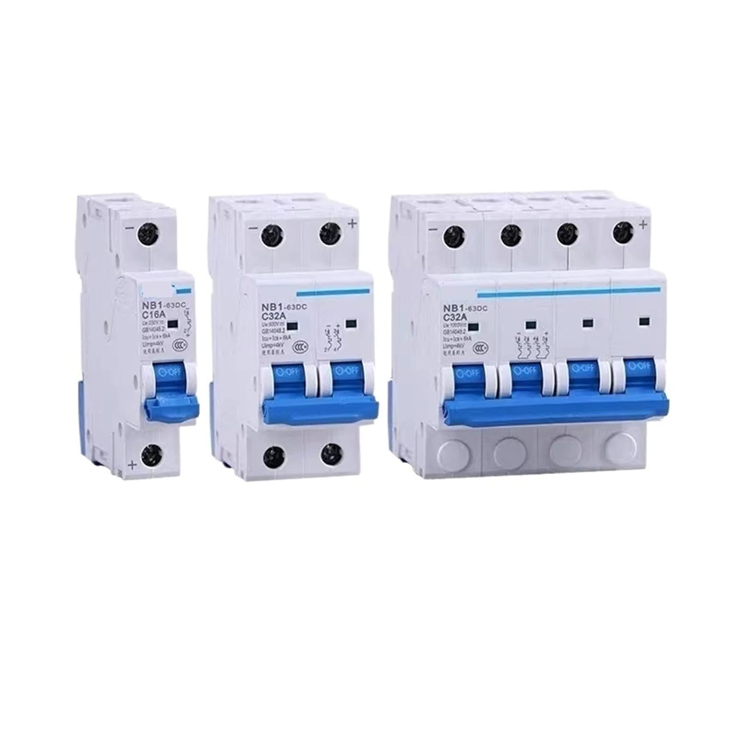 GVBAEPIEO Circuit breaker1P 2P 4P DC250V DC500V DC1000V NB1-63DC Solar Energy Photovoltaic DC Mini Breaker MCB 16A 32A 40A 50A 63A 1Pcs(32a,4P DC1000V)