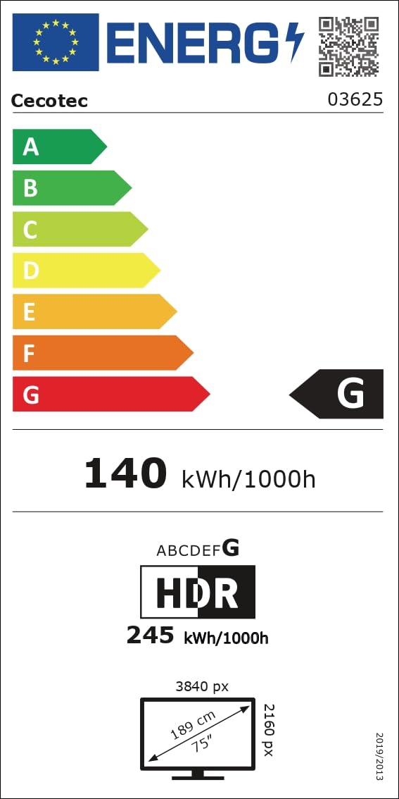 Cecotec TV QLED 75" - Televisore Smart TV V3+ Series VQU30075+S, 4K UHD, Android TV11, Senza Cornice, Assistente Google e Chromecast, Dolby Vision & Atmos, HDR10, HBBTV, 2023