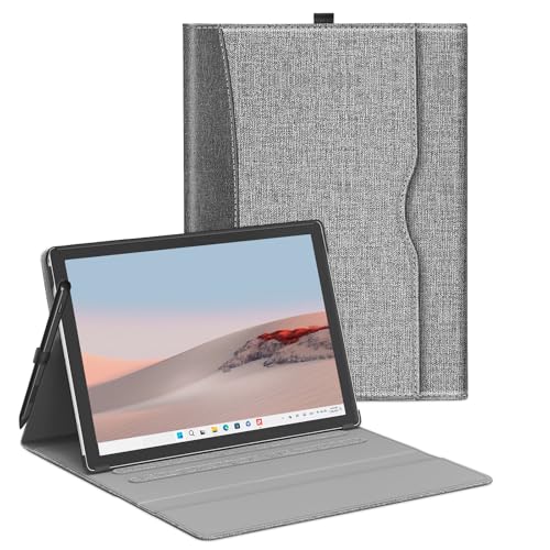Case for Microsoft Surface 10-inch Go 4/3/2/1(2023/2021/2020/2018) Multiple Angle Viewing Portfolio Business Cover with Stylus Holder & Pocket Compatible with Surface Type Cover Keyboard Grey